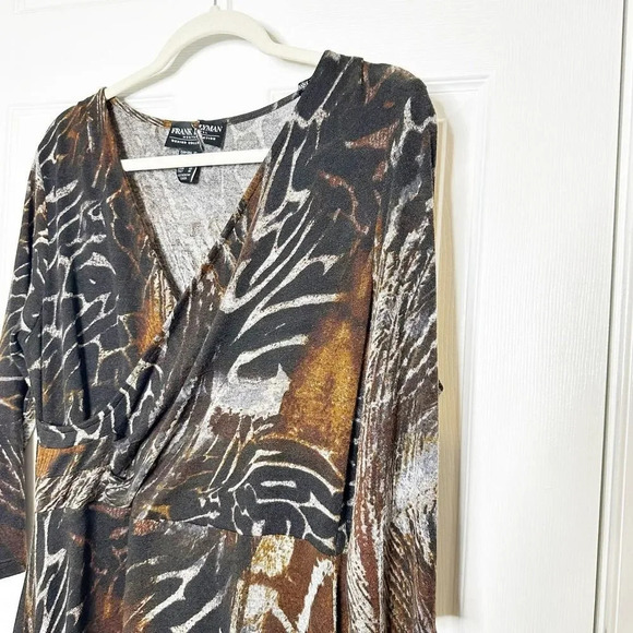 FRANK LYMAN Montreal US Size 12‎ Whiskey Grey Knit Animal Print Midi Dress - Picture 3 of 6